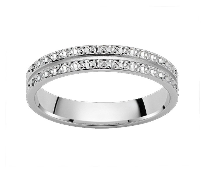 alliance de mariage or blanc | 2 rangées de diamants