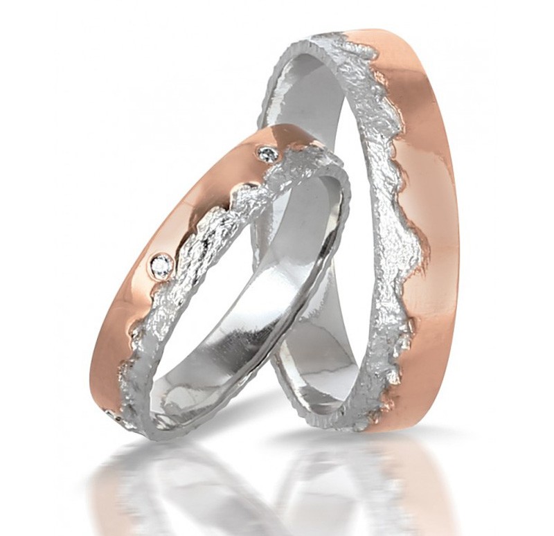 Bague mariage or rose et or...