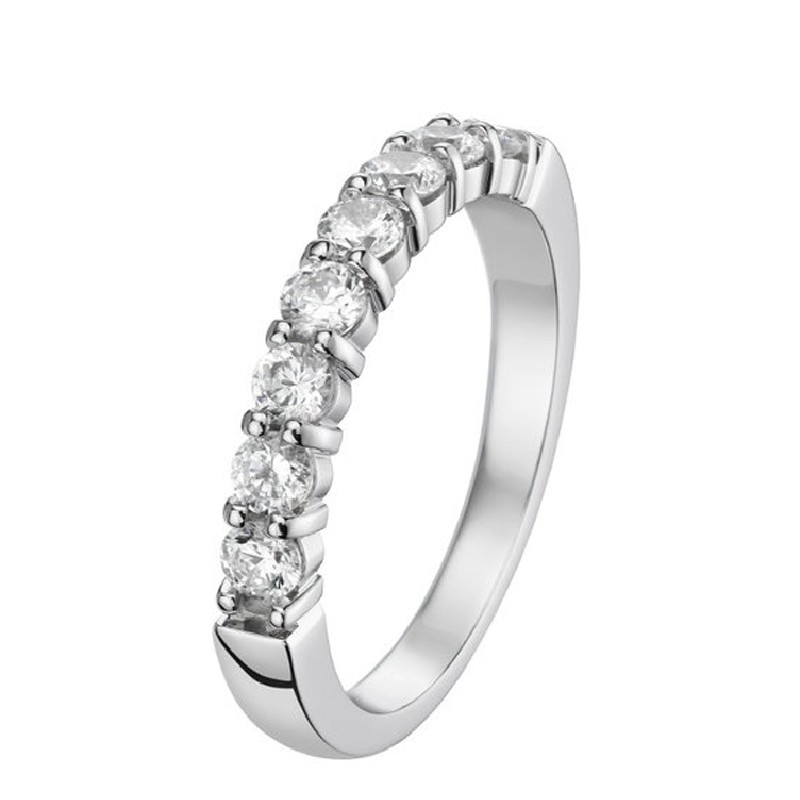 Alliance de mariage en or blanc pour future épousée | Sertie Diamants 0.56 carats