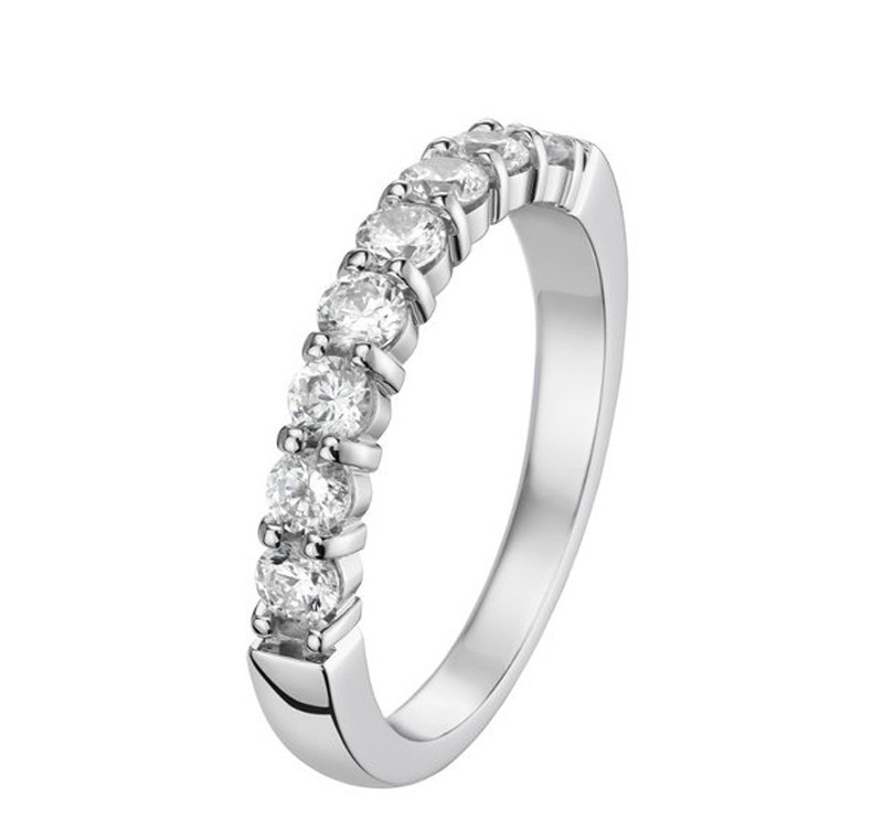 Alliance de mariage en or blanc pour future épousée | Sertie Diamants 0.56 carats