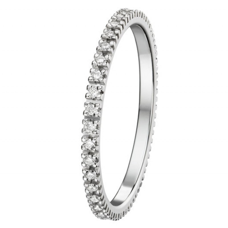 Alliance de mariage or blanc serti de diamants 0.20 carats | Sertissage complet