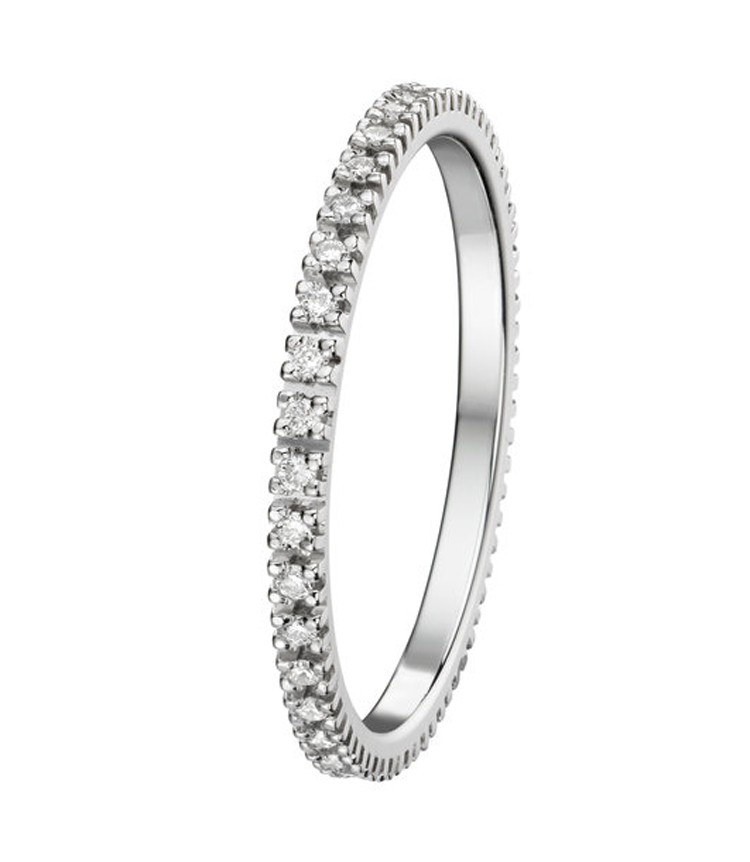 Alliance de mariage or blanc serti de diamants 0.20 carats | Sertissage complet