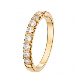 Alliance de mariage pour femme en or jaune et sertissage diamants 0.72 carats