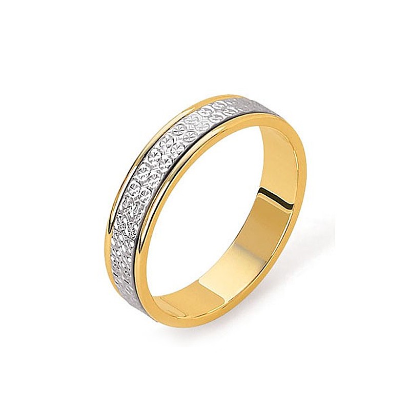 alliance de mariage or jaune or blanc et diamant